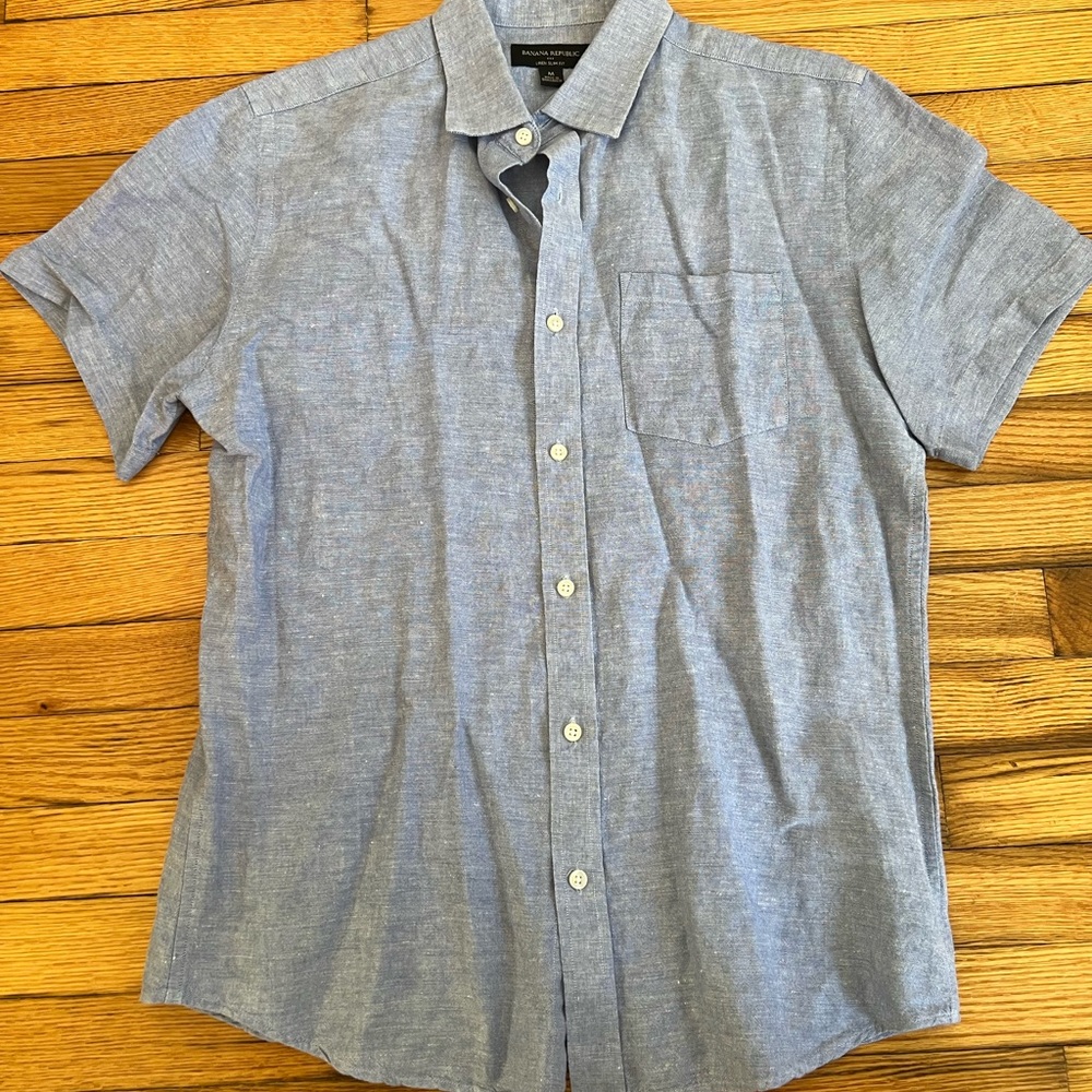 Banana republic linen short sleeve button up